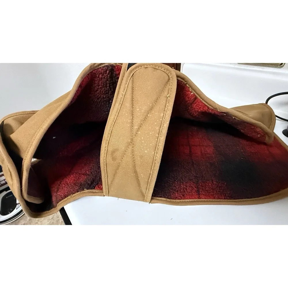 Carhartt Dog Chore Coat Insulated Fleece Vest Jacket Brown/Plaid Large